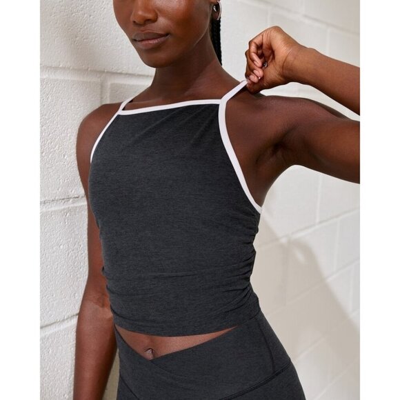 Abercrombie & Fitch YPB sculptLUX Tank Top Crop Tee Black Large Gym Workout NEW - Picture 1 of 11